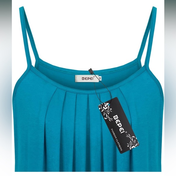 New BEPEI Women Loose Casual Summer Pleated Flowy Sleeveless Camisole Tank Tops - Picture 3 of 10